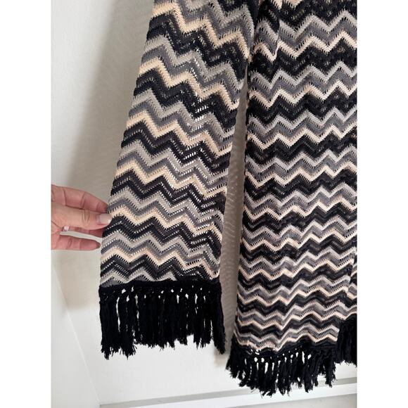 Anthropologie Lamb the Label Sheer Mod Chevron Fringe Dress Cover Up Size M - Picture 5 of 10